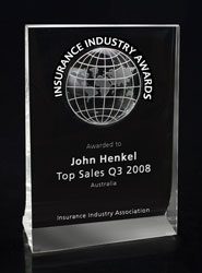 Regent Crystal Award with Engraved World Map
