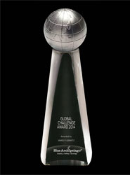 Crystal Cone with Metal Globe Award