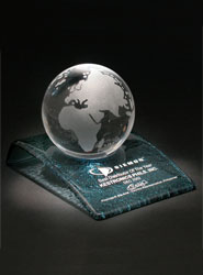 Crystal Globe Award on Curved Fusion Glass