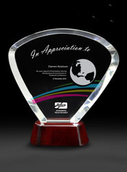 Peacock In Pride Crystal Award on Piano Wood