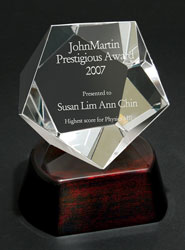 Pentagon Crystal Award on Piano Wood