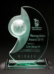 Crescent Jade Glass Award with Globe